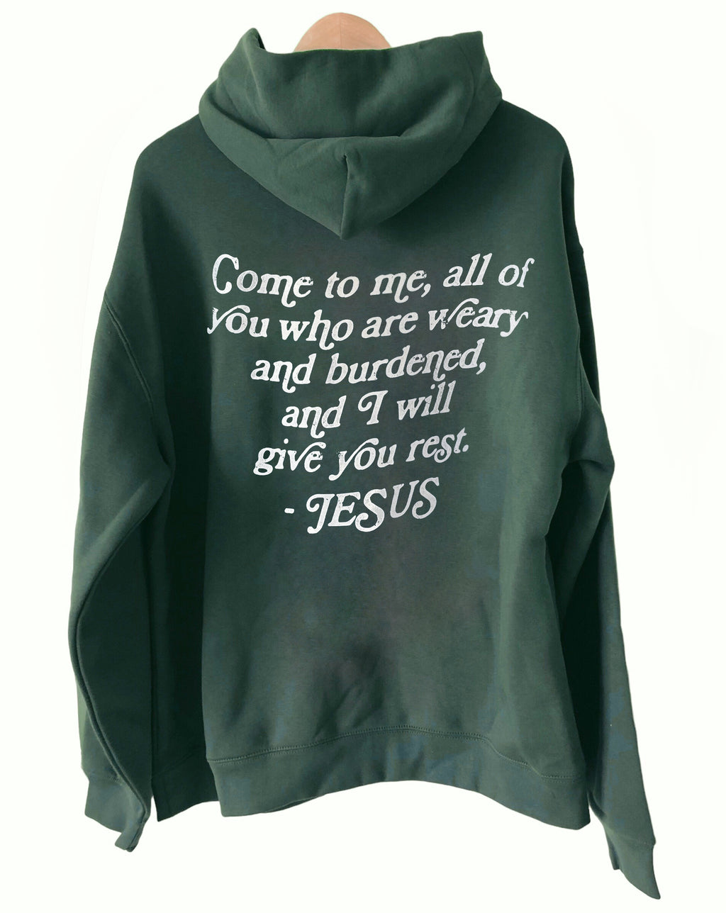 REST IN JESUS VINTAGE GREEN HOODIE