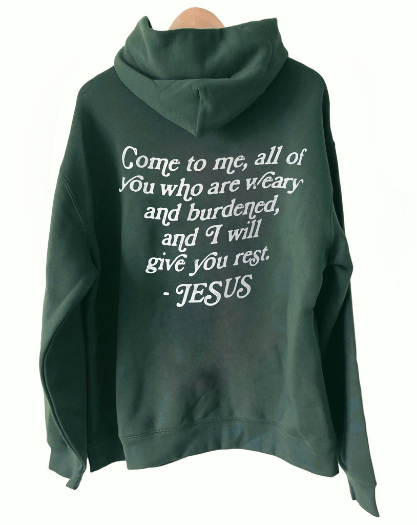 REST IN JESUS VINTAGE GREEN HOODIE
