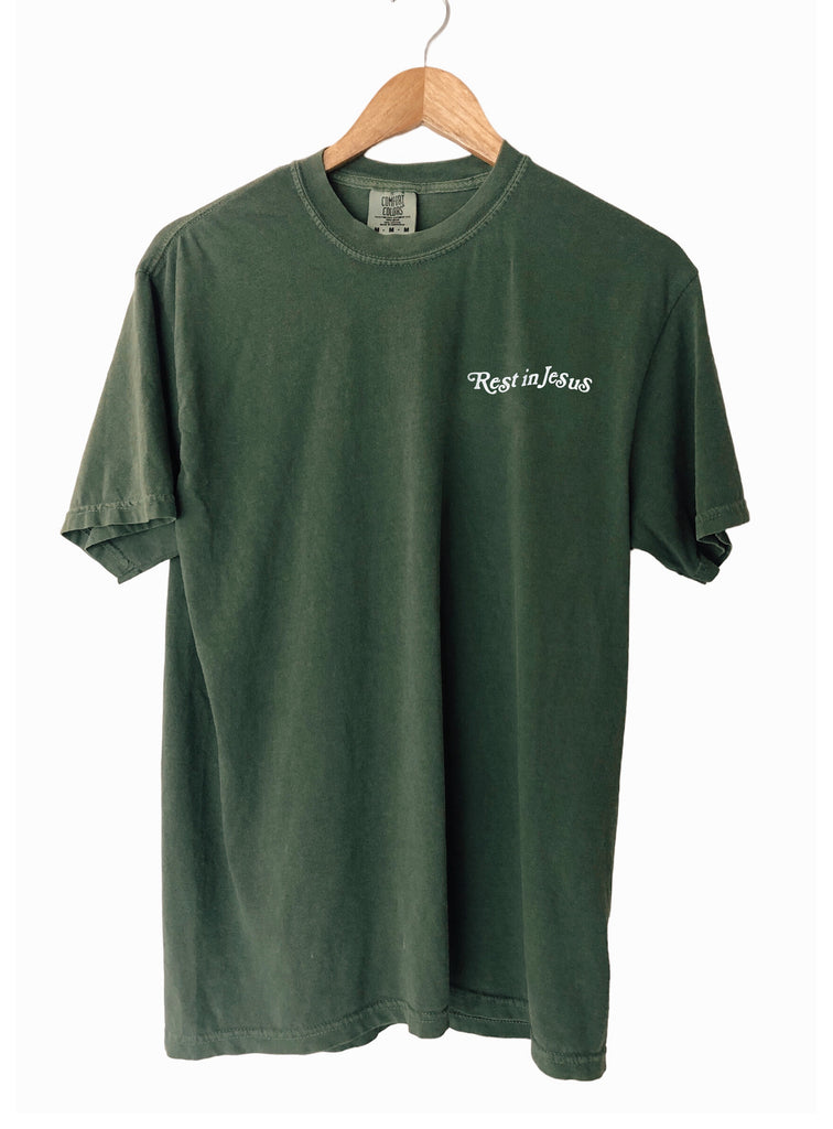 REST IN JESUS MOSS SLEEVE T-SHIRT