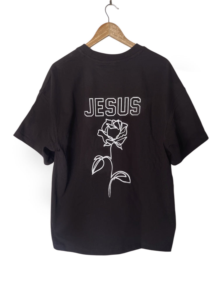 JESUS ROSE BLACK T-SHIRT