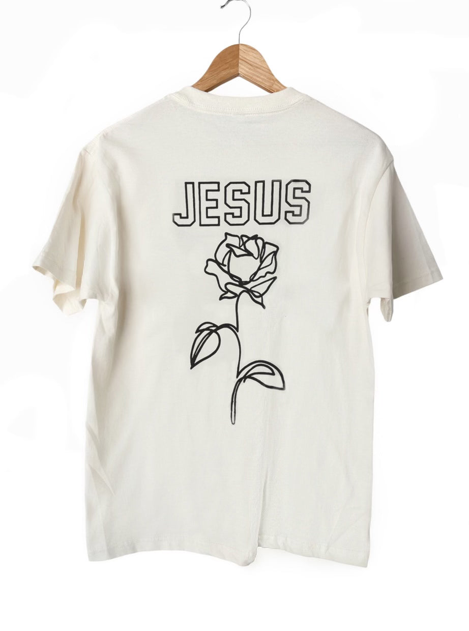 JESUS ROSE WHITE T-SHIRT