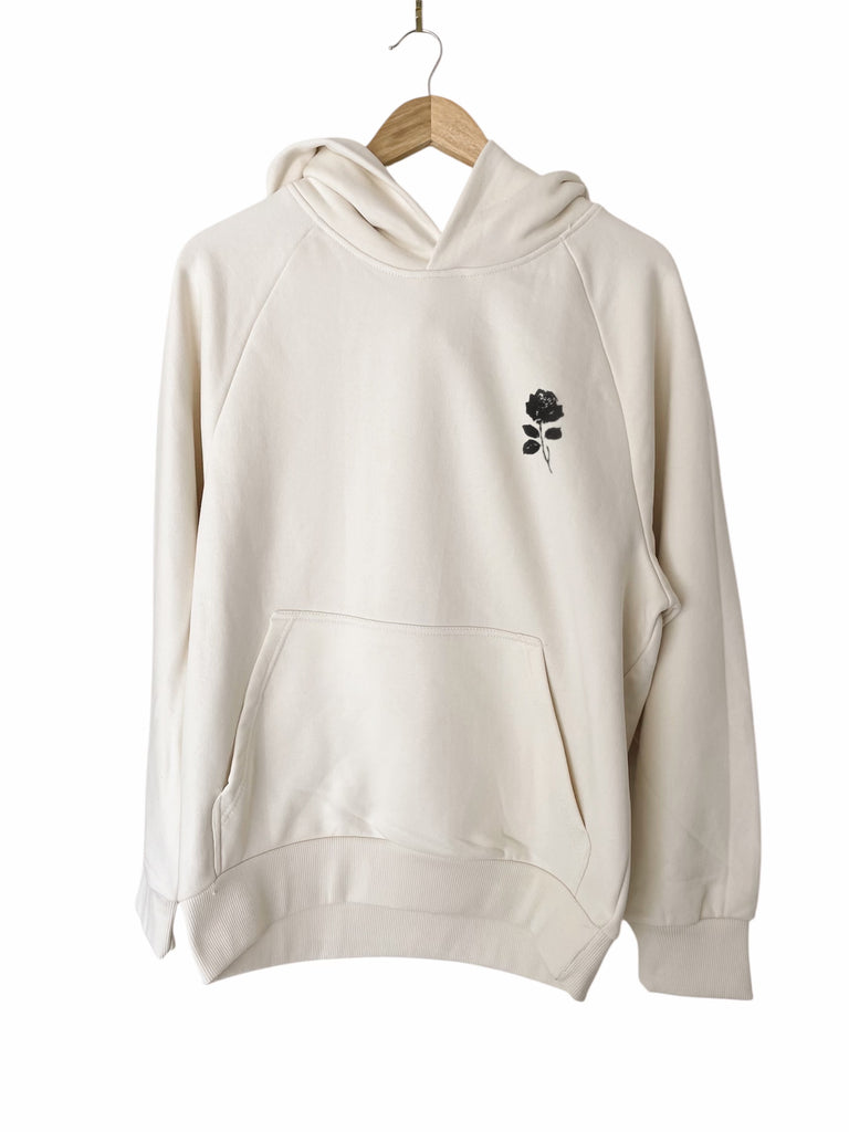JESUS ROSE CREAM BLACK PRINT HOODIE