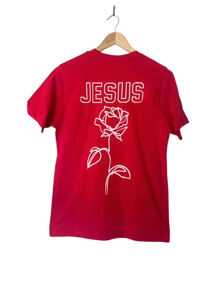 JESUS ROSE RED T-SHIRT