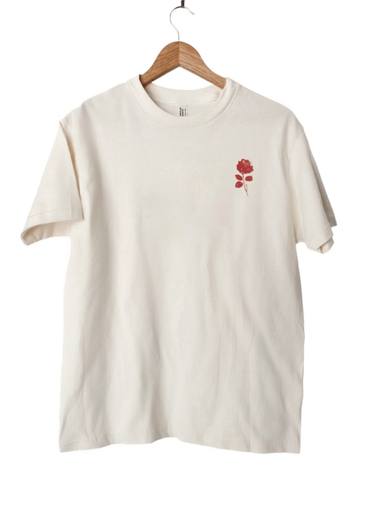 JESUS ROSE WHITE T-SHIRT RED PRINT