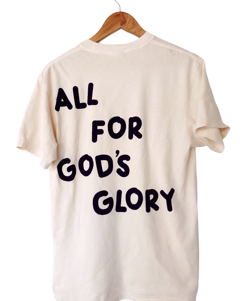 ALL FOR GOD'S GLORY IVORY SLEEVE T-SHIRT