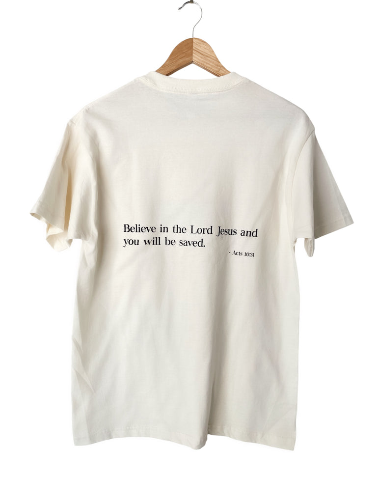 BELIEVER VINTAGE WHITE SLEEVE T-SHIRT