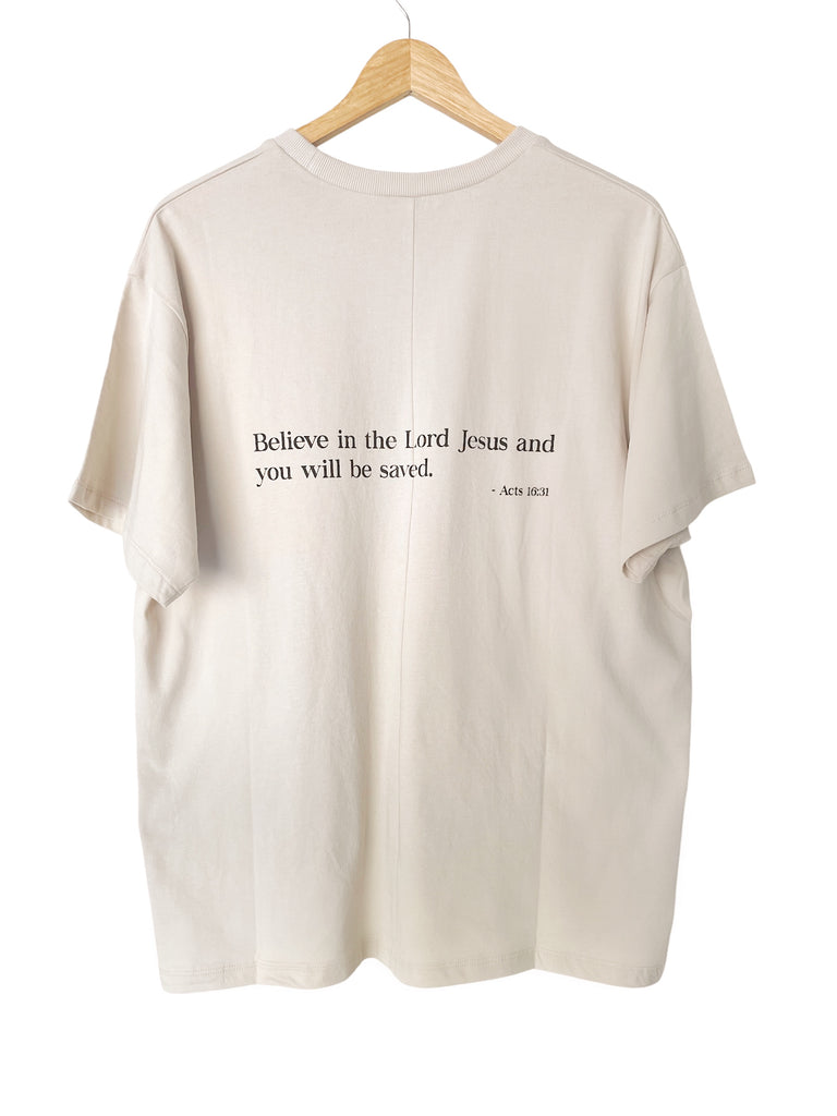 BELIEVER WOMEN'S URBAN CREAM SLEEVE T-SHIRT