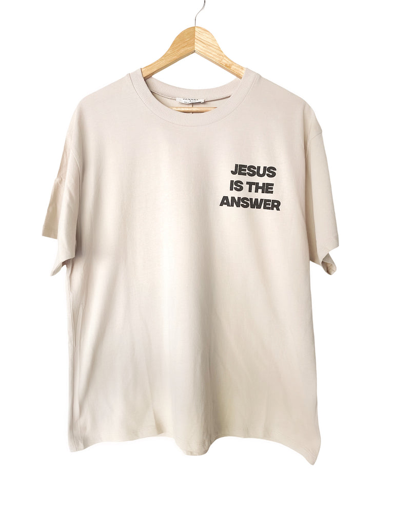 JESUS IS THE ANSWER WOMEN'S URBAN CREAM SLEEVE T-SHIRT