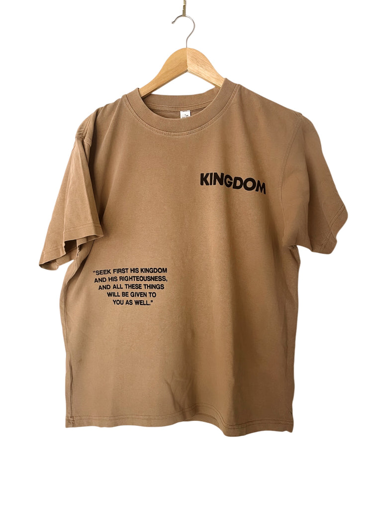 KINGDOM SEEK FIRST VINTAGE BROWN HEAVYWEIGHT TEE