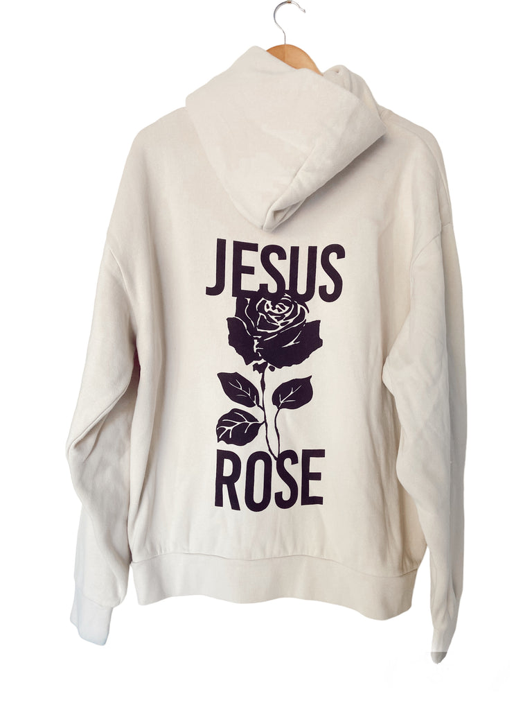 JESUS ROSE IVORY URBAN PULLOVER HOODIE