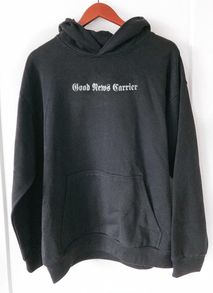 GOOD NEWS CARRIER VINTAGE BLACK URBAN HOODIE