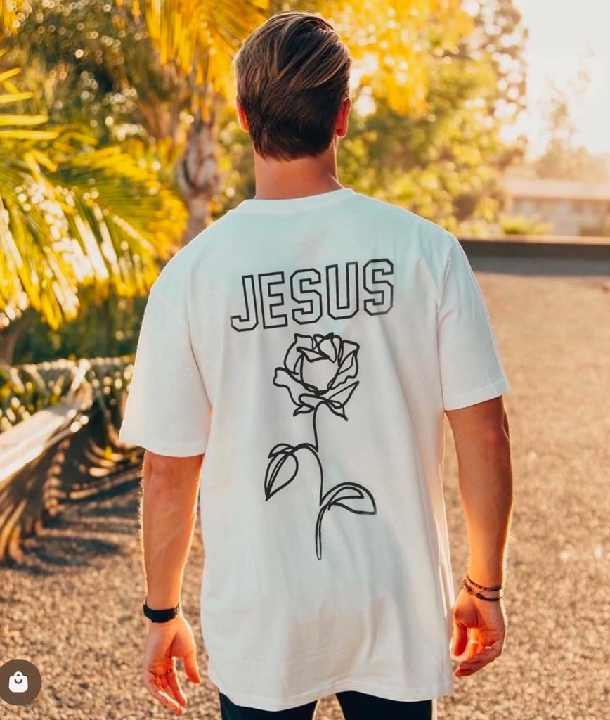 JESUS ROSE WHITE T-SHIRT