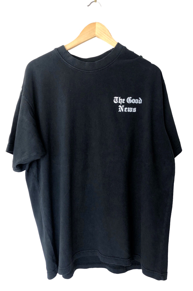 THE GOOD NEWS BOLD BLACK SLEEVE T-SHIRT