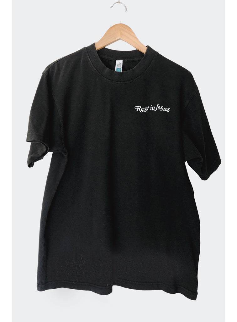 REST IN JESUS BLACK SLEEVE T-SHIRT