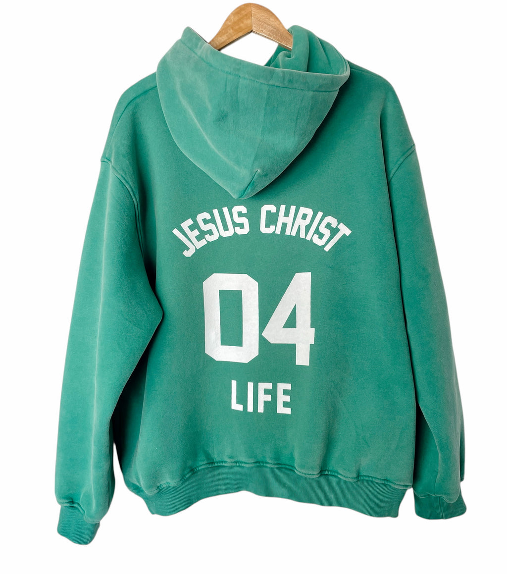 JESUS 04 LIFE ROYAL GREEN URBAN HOODIE