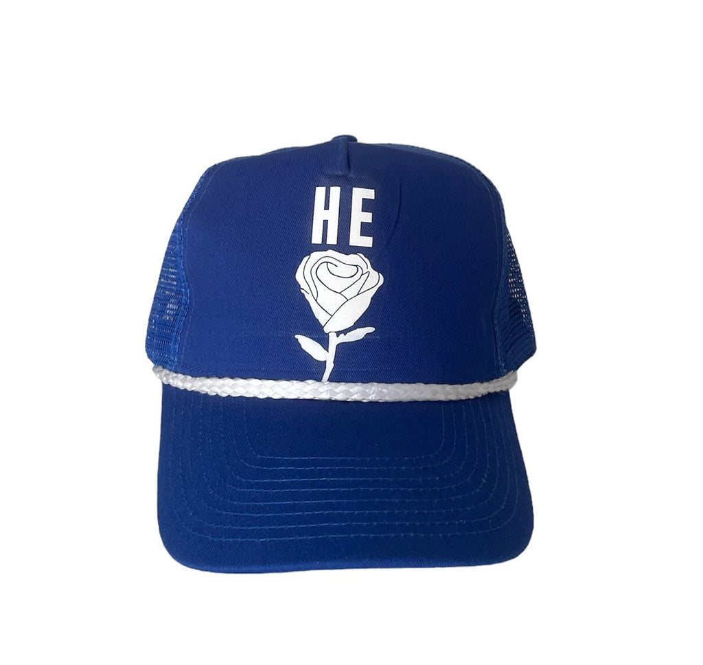 HE ROSE ROYAL BLUE TRUCKER HAT