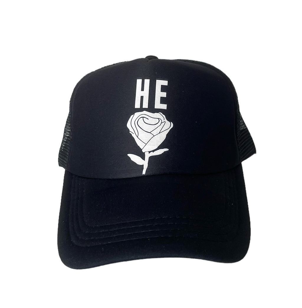 HE ROSE BLACK TRUCKER HAT
