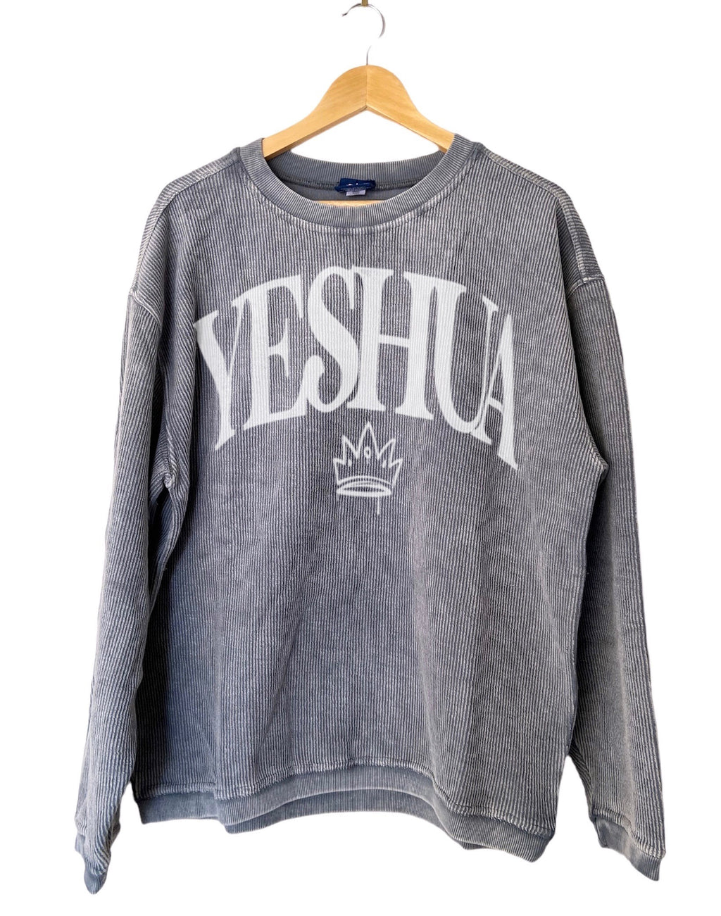 YESHUA BLUE SLATE CORDUROY PULLOVER