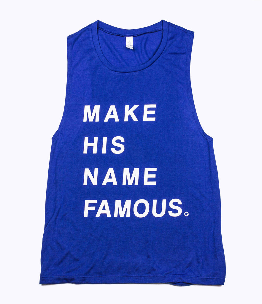 MHNF BLUE WOMEN'S FLOWY MUSCLE TANK