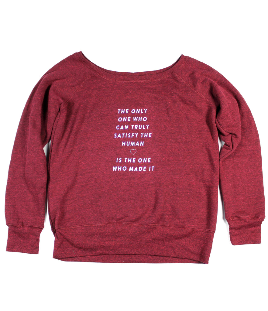 TRULY SATISFY WIDE NECK CARDINAL RED CREWNECK SWEATSHIRT