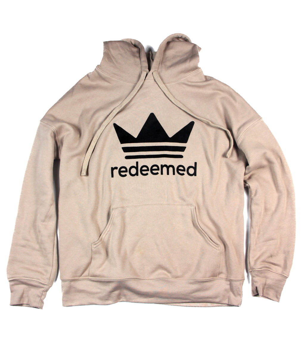 REDEEMED BY THE KING TAN SPONGE FLEECE HOODIE