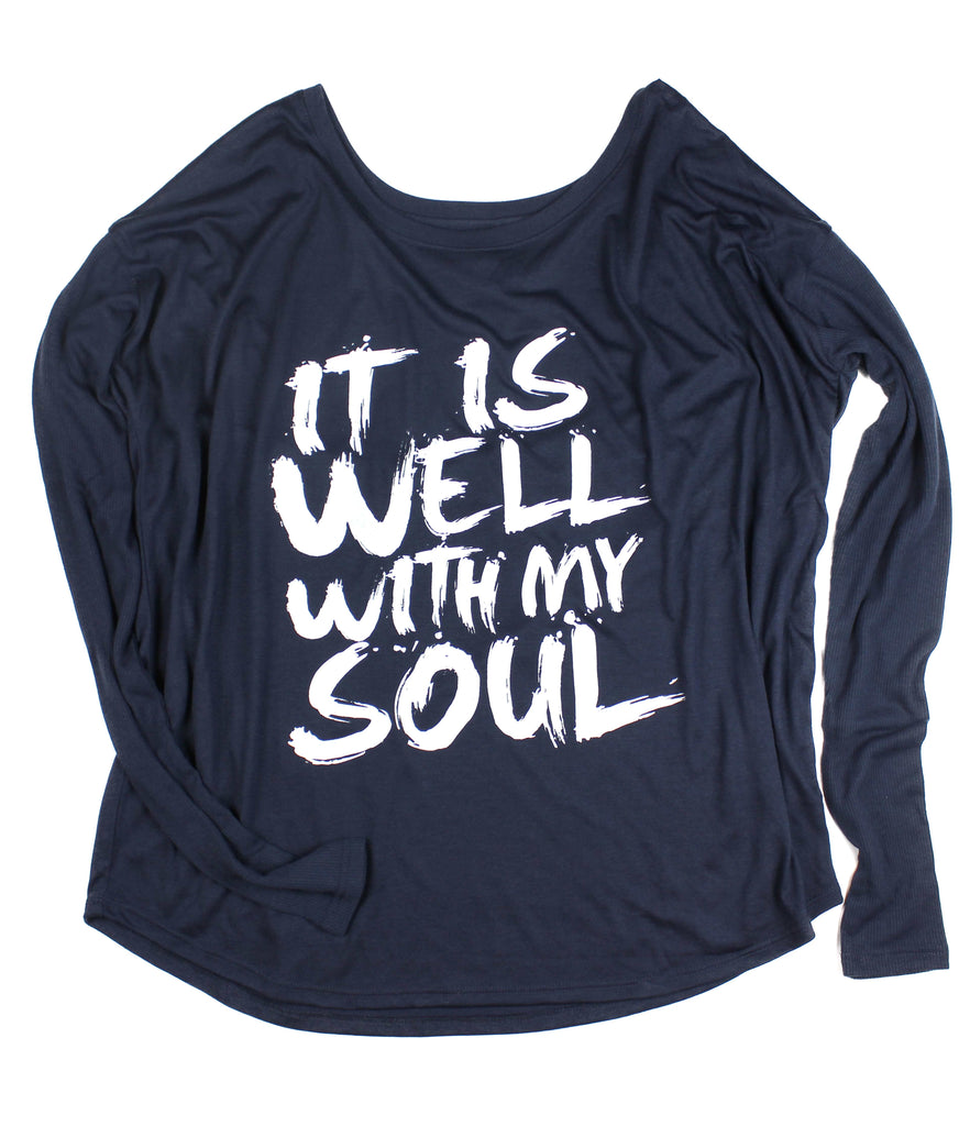 IT IS WELL MIDNIGHT FLOWY LONG-SLEEVE