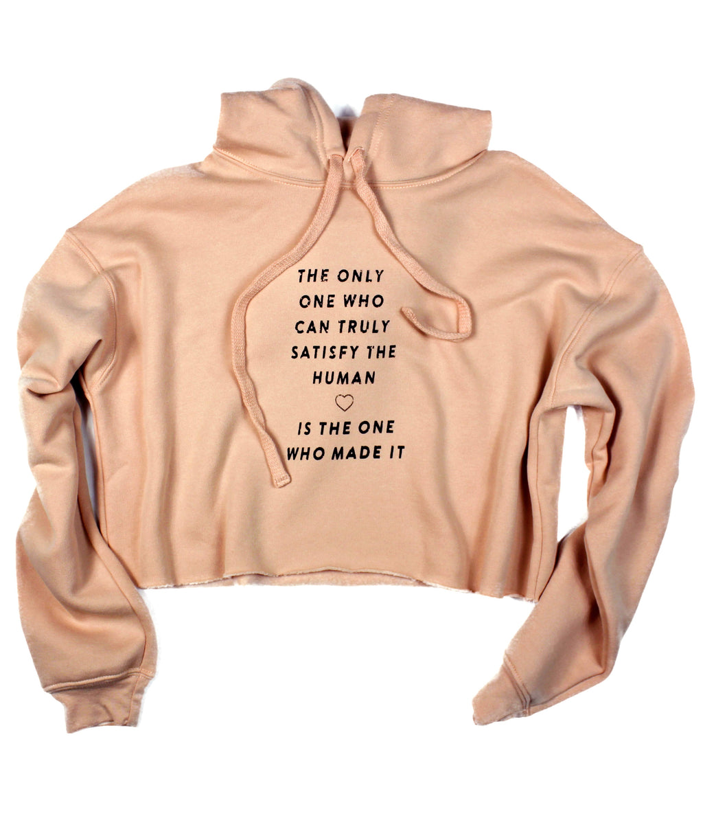 TRULY SATISFY ♡ PEACH CROPPED HOODIE