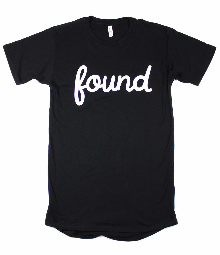 FOUND BLACK LONG-BODY T-SHIRT