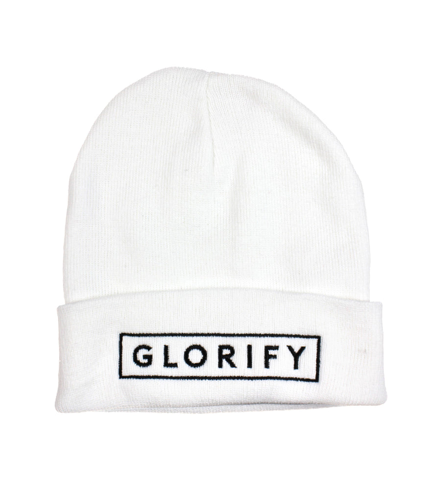 GLORIFY LOGO WHITE BEANIE