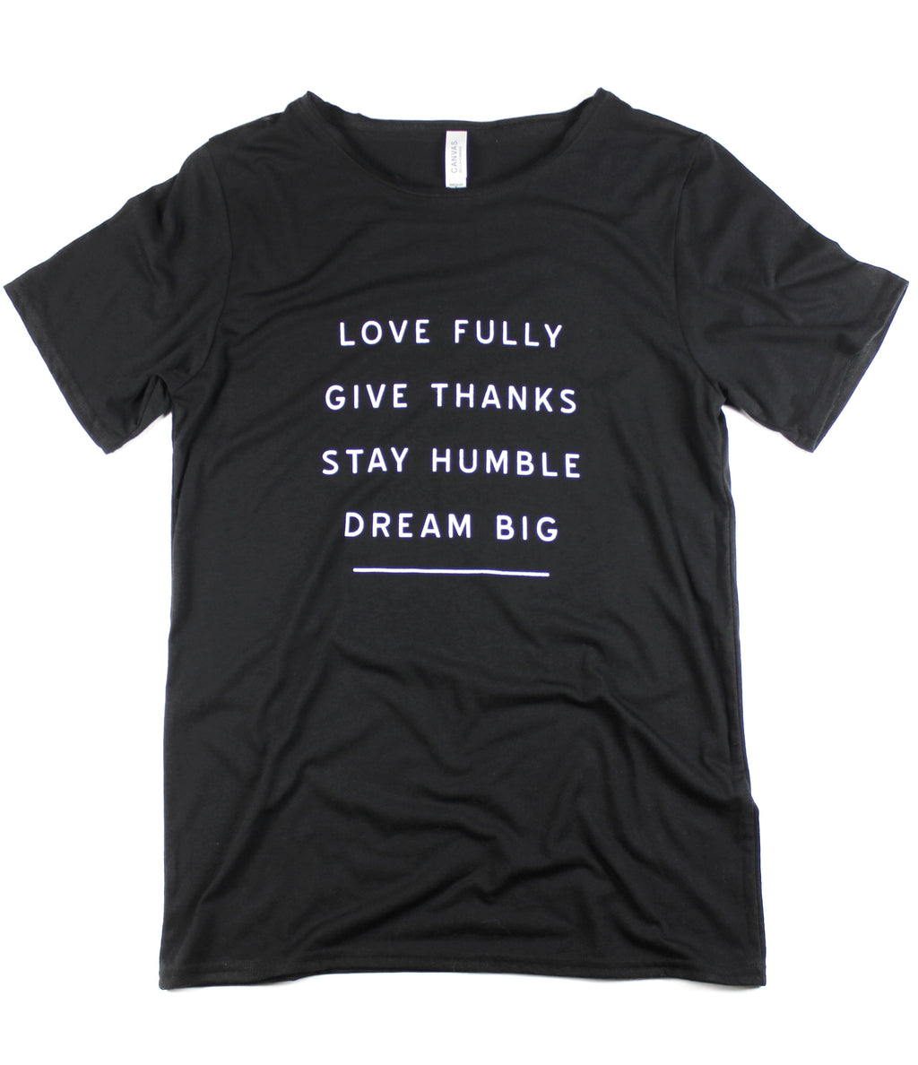 WORDS TO LIVE BY BLACK RAW NECK T-SHIRT