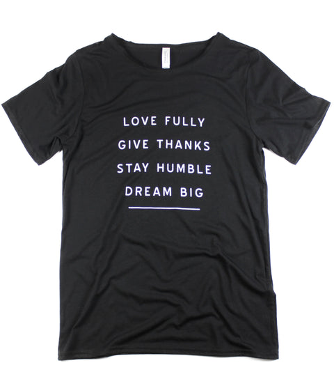WORDS TO LIVE BY BLACK RAW NECK T-SHIRT