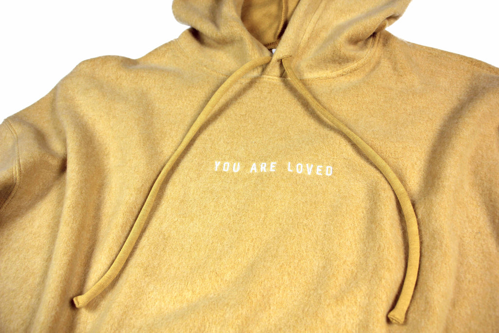 YOU ARE LOVED MUSTARD FLEECE HOODIE