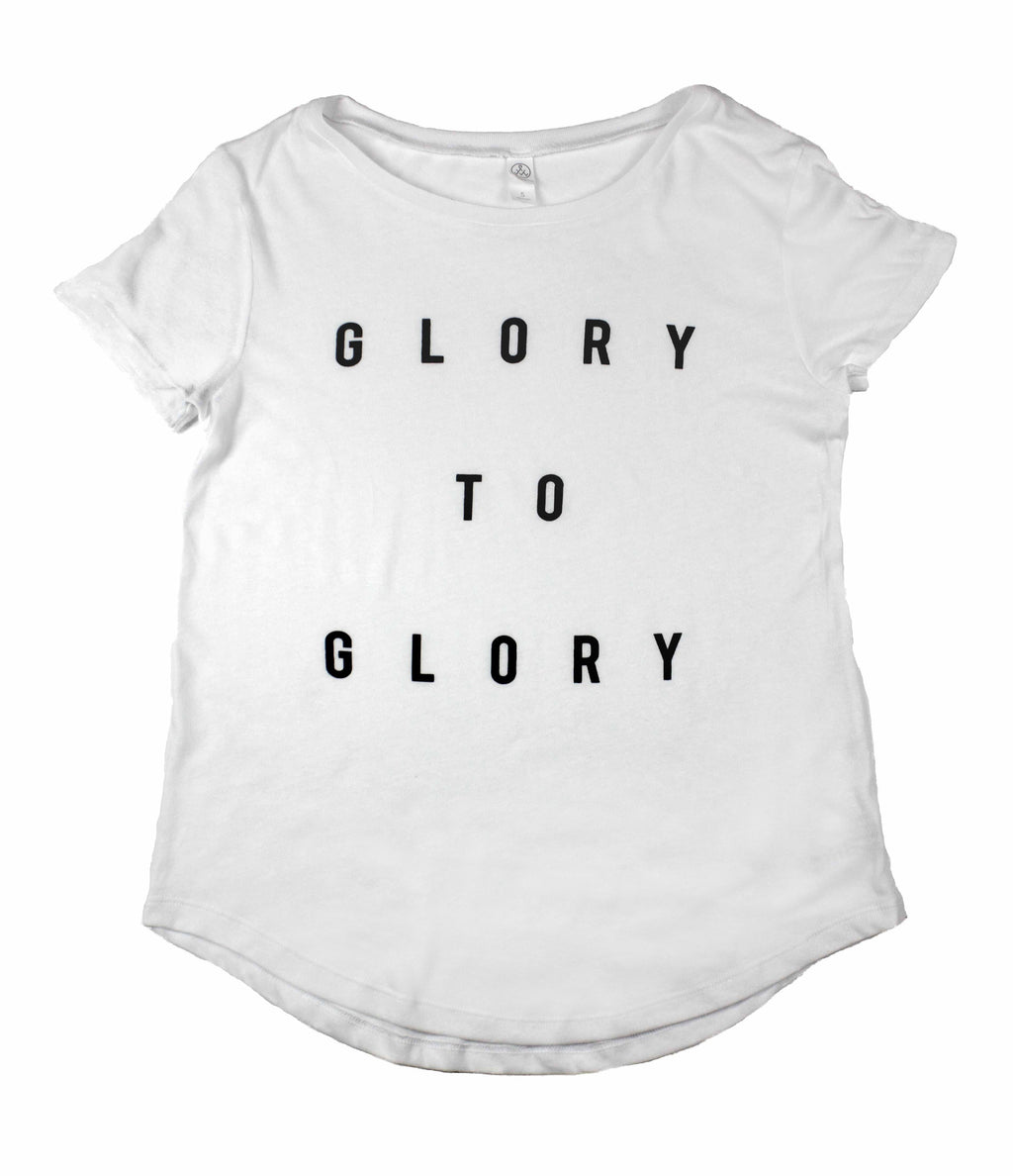 GLORY TO GLORY WHITE WOMEN'S SCOOP NECK T-SHIRT