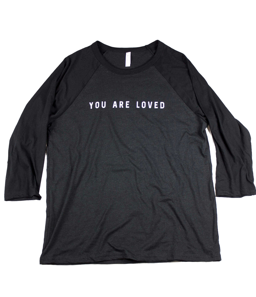 YOU ARE LOVED BLACK RAGLAN BASEBALL T-SHIRT