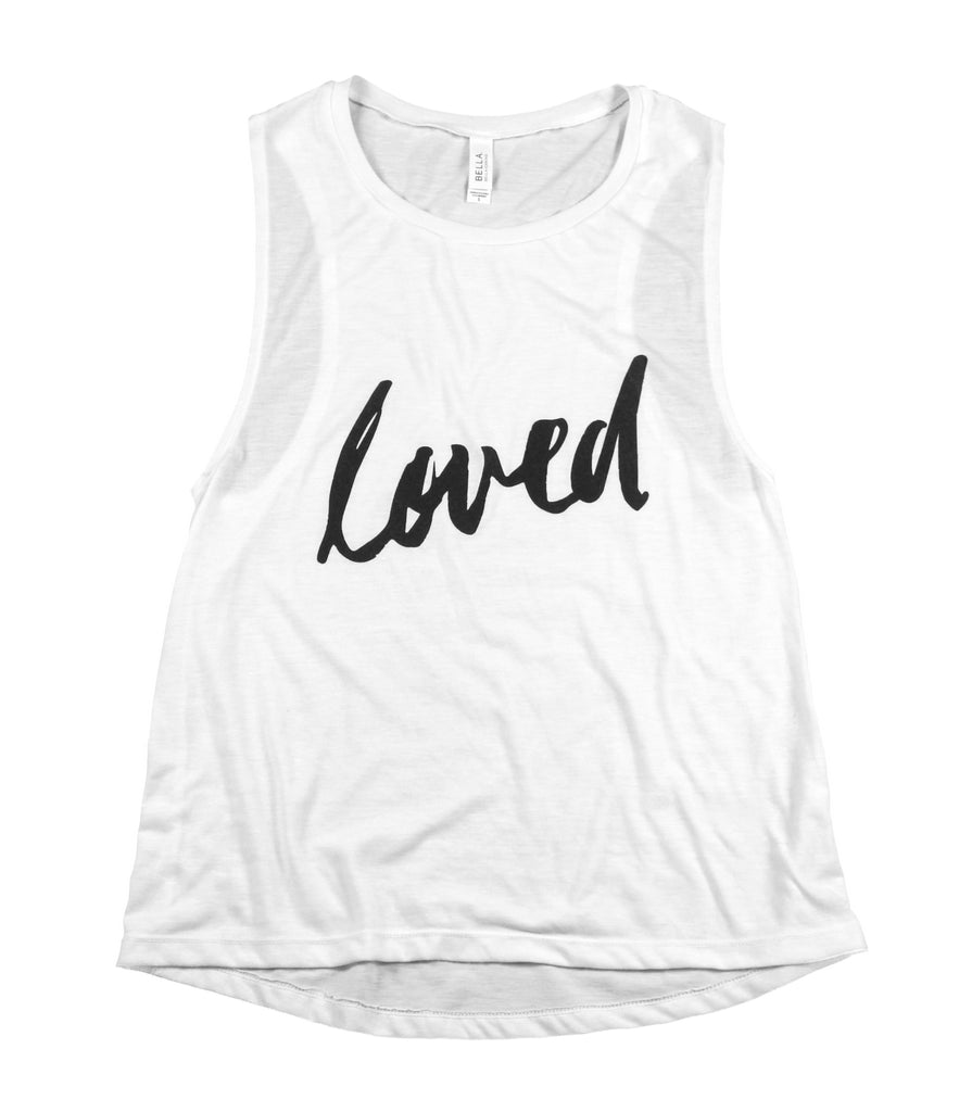 LOVED WHITE WOMEN'S FLOWY MUSCLE TANK