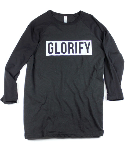 GLORIFY BLACK RAGLAN BASEBALL T-SHIRT