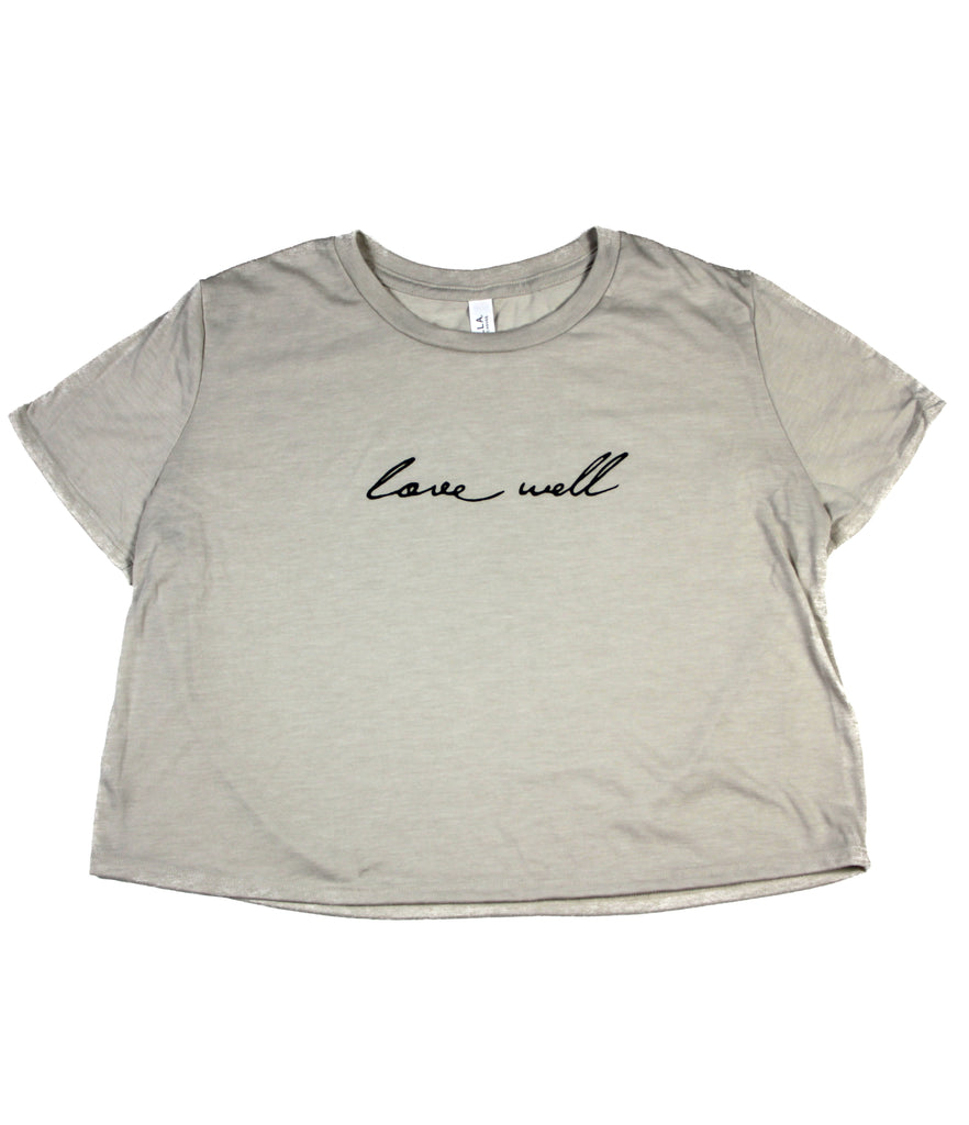 LOVE WELL TAN WOMEN'S FLOWY CROPPED TEE