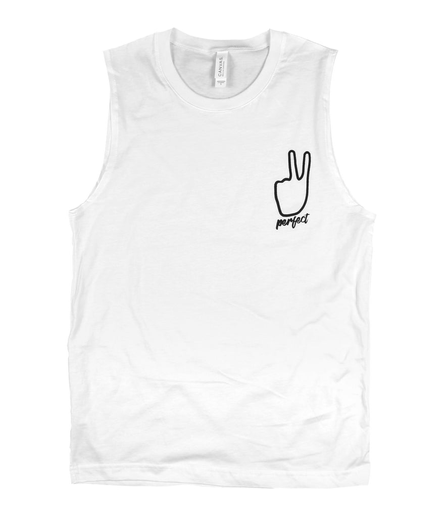 PERFECT PEACE WHITE MUSCLE TANK