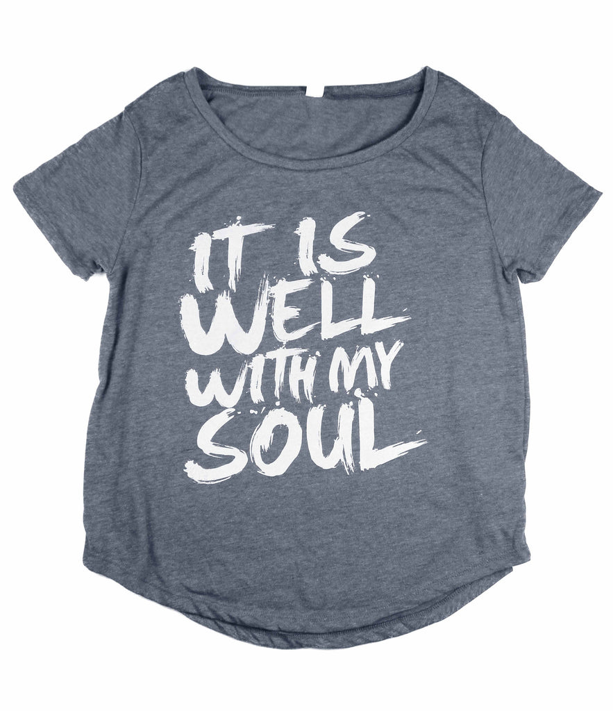 IT IS WELL SLATE BLUE WOMEN'S SCOOP NECK T-SHIRT