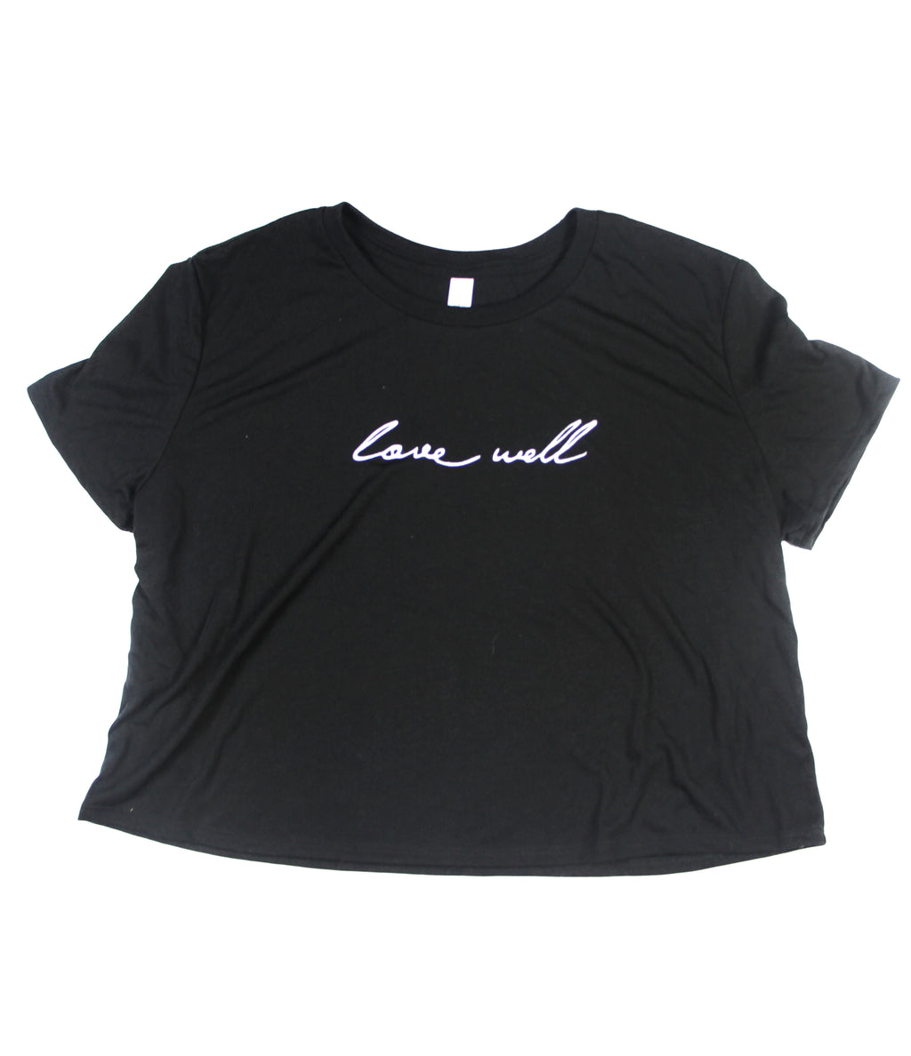 LOVE WELL BLACK WOMEN'S FLOWY CROPPED TEE