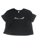 LOVE WELL BLACK WOMEN'S FLOWY CROPPED TEE