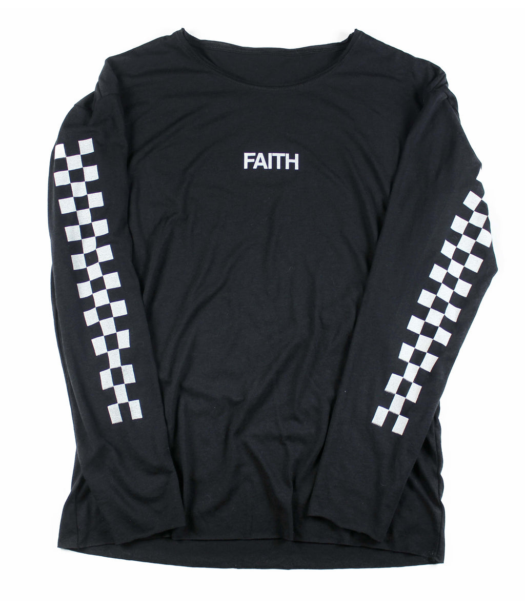 RACE OF FAITH BLACK RAW NECK LONG SLEEVE