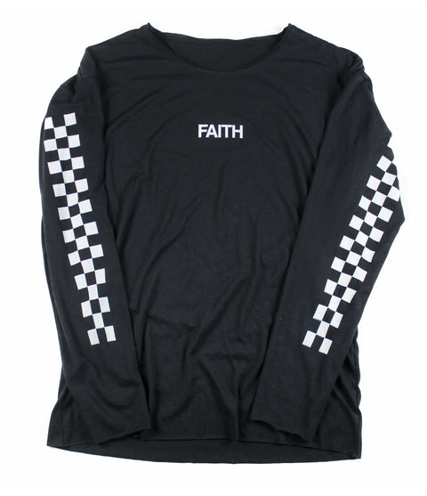 RACE OF FAITH BLACK RAW NECK LONG SLEEVE