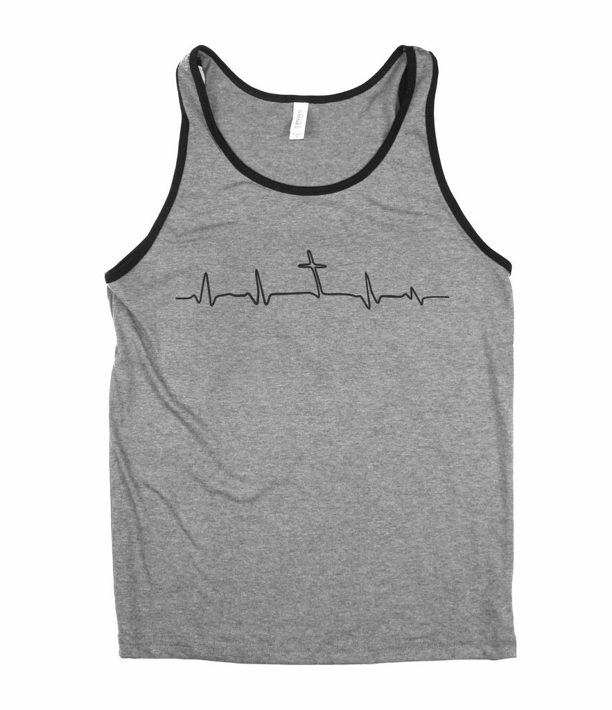 ALIVE IN CHRIST GREY UNISEX RINGER TANK