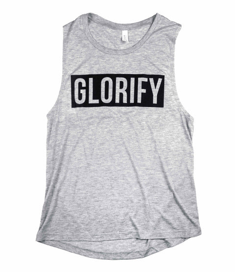 GLORIFY GREY FLOWY MUSCLE TANK