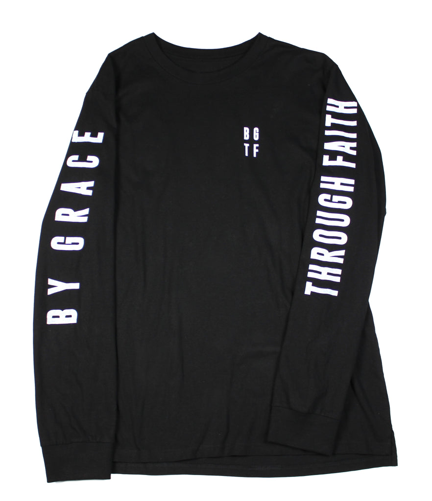 BY GRACE THROUGH FAITH BLACK LONG SLEEVE TEE