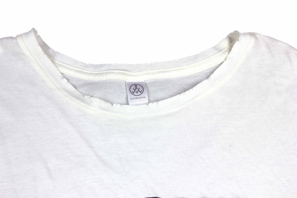 BLVR. OFF-WHITE DISTRESSED WOMEN'S FITTED T-SHIRT