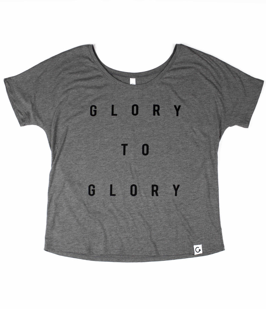 GLORY TO GLORY GRAY WOMEN'S FLOWY TEE