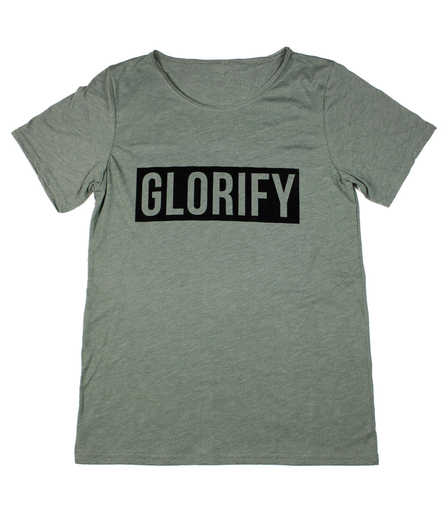 GLORIFY MILITARY GREEN RAW NECK T-SHIRT