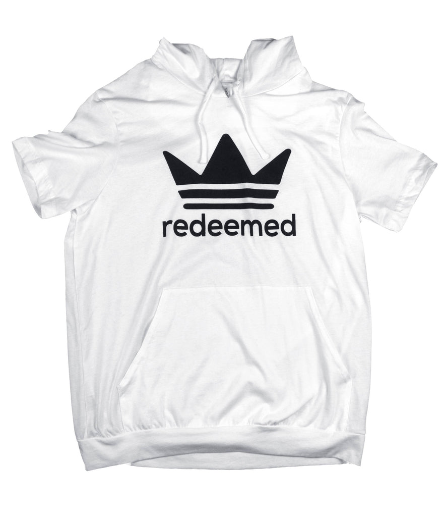 REDEEMED WHITE JERSEY SHORT SLEEVE HOODIE
